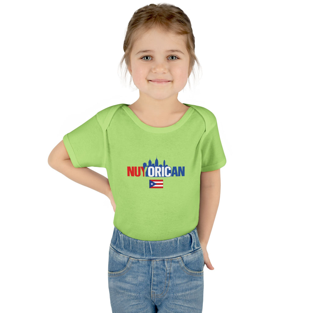 Nuyorican Baby Bodysuit – NYC Skyline Infant Onesie (Red & Blue)