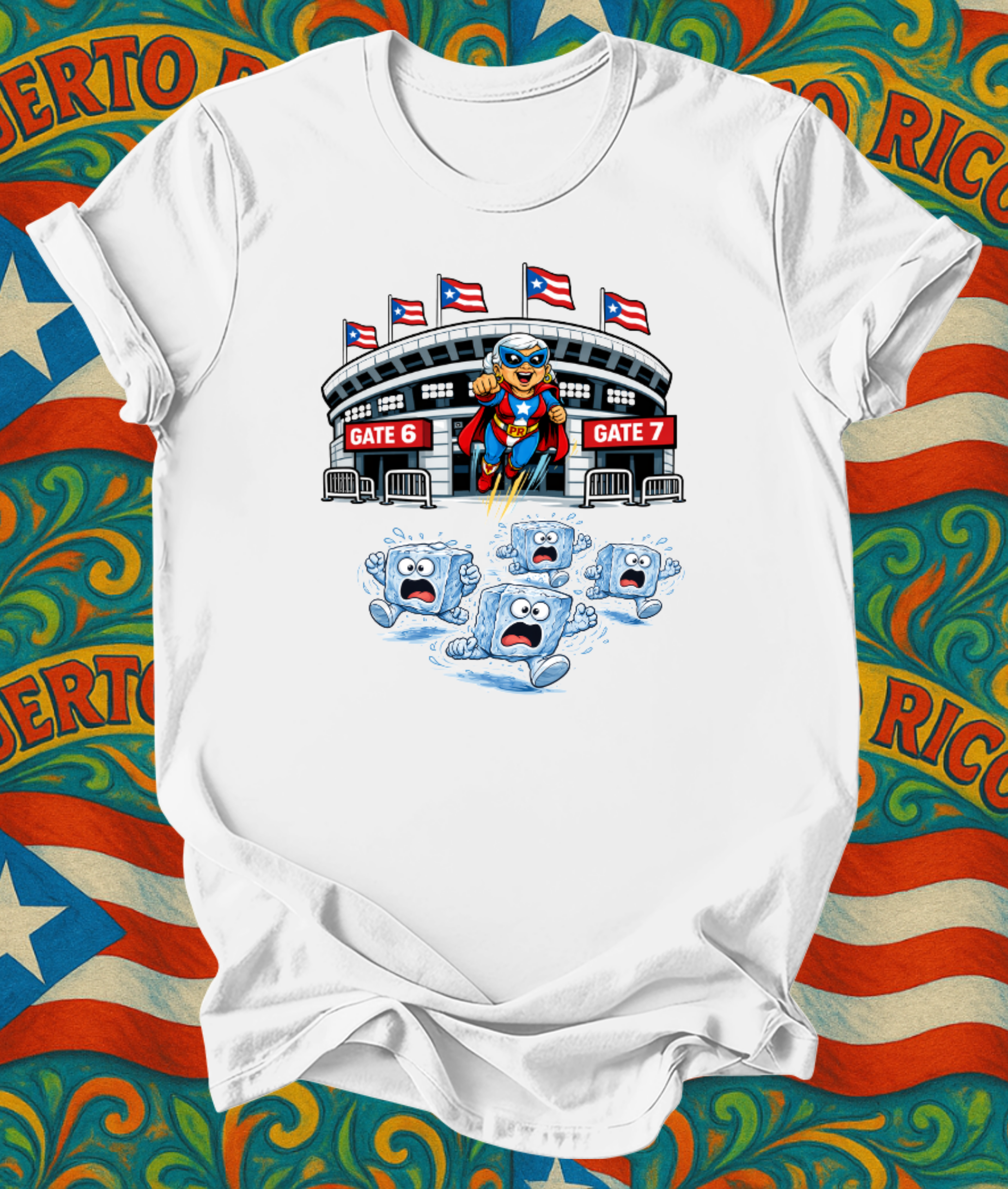 Short sleeve P Rican grandma super powers t shirt