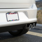 Puerto Rico Floral License Plate Frame — Colorful Boricua Flag Car Trim