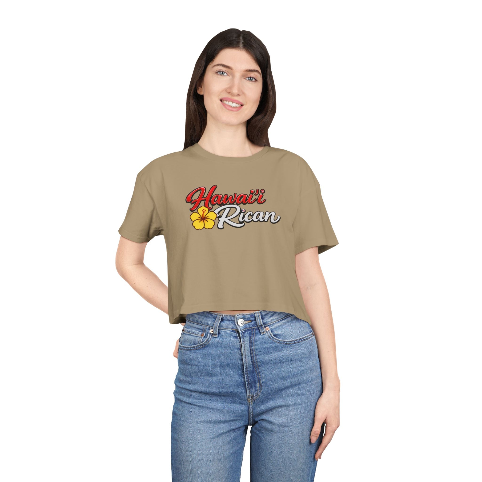 Hawaiian Rican Crop Tee — Floral Island Pride Women’s Top