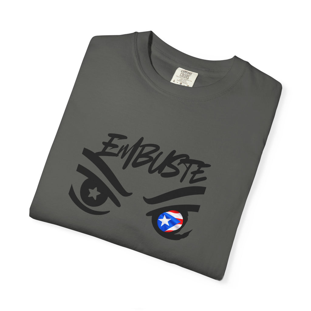 Embuste Eyes Graphic T-Shirt — Bold Script & Star-Spangled Eye Design