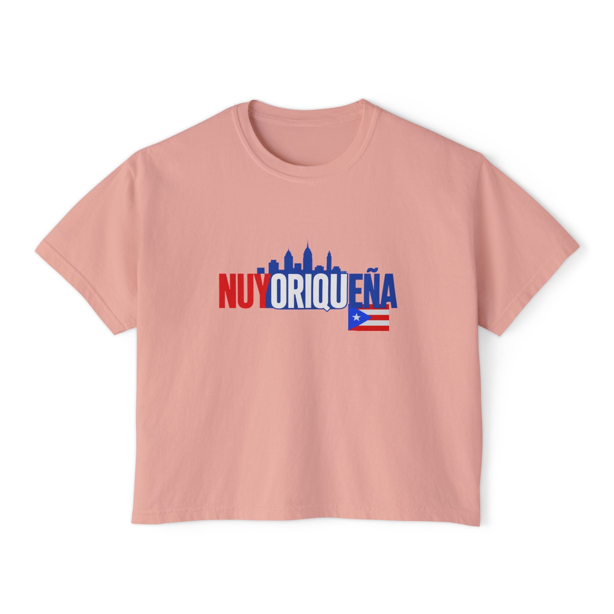 Nuyoriqueña Boxy Tee — Puerto Rican NYC Skyline Crop T-Shirt