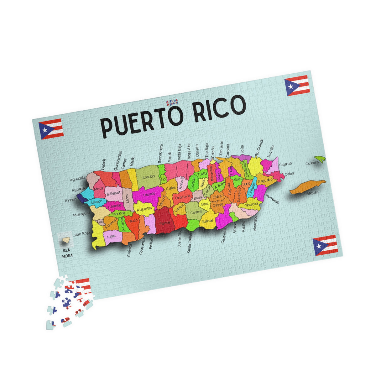 Puerto Rico Map Puzzle 500/1014 Piece | Colorful Municipalities Jigsaw