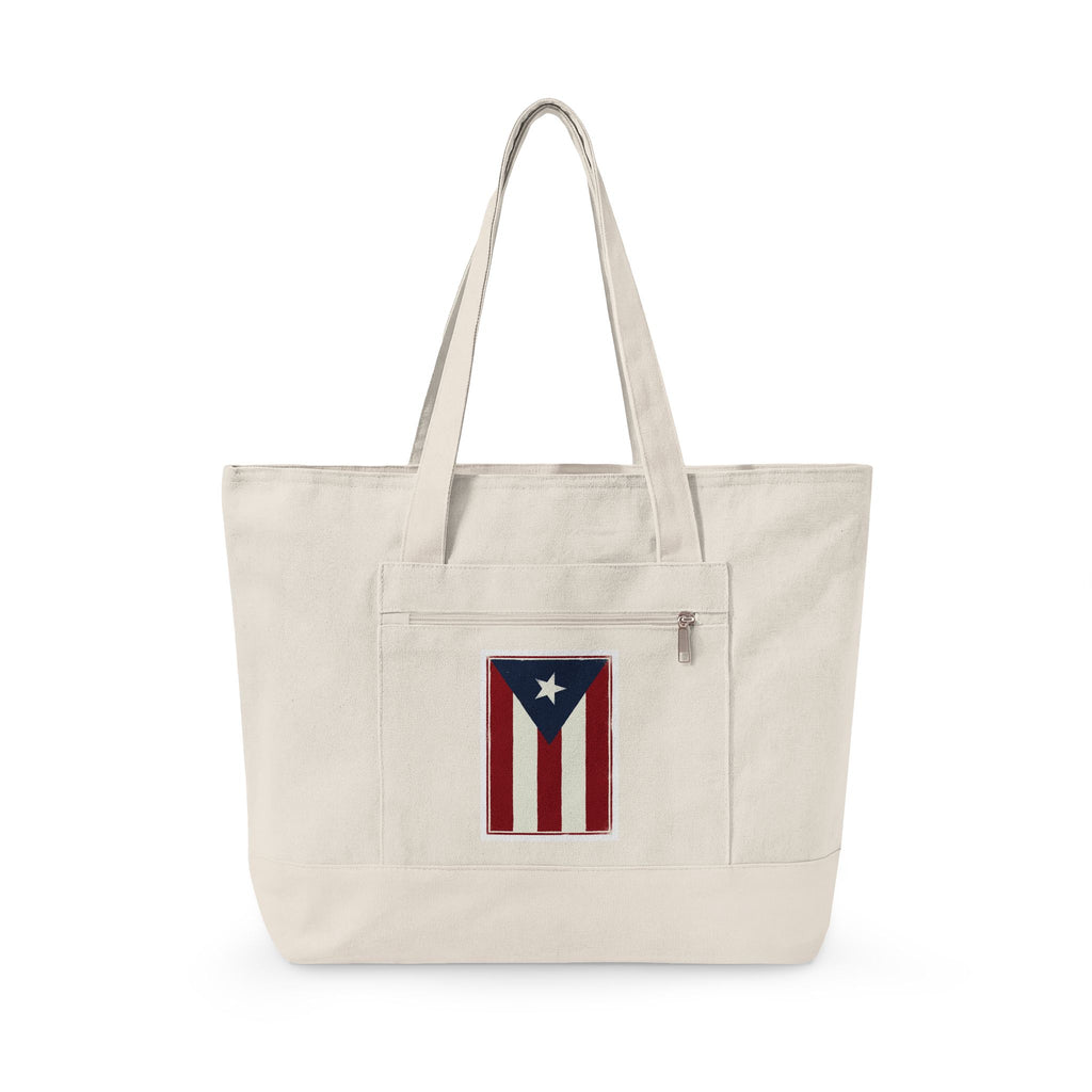 Tote - Puerto Rico Flag Zippered Beach & Market Bag