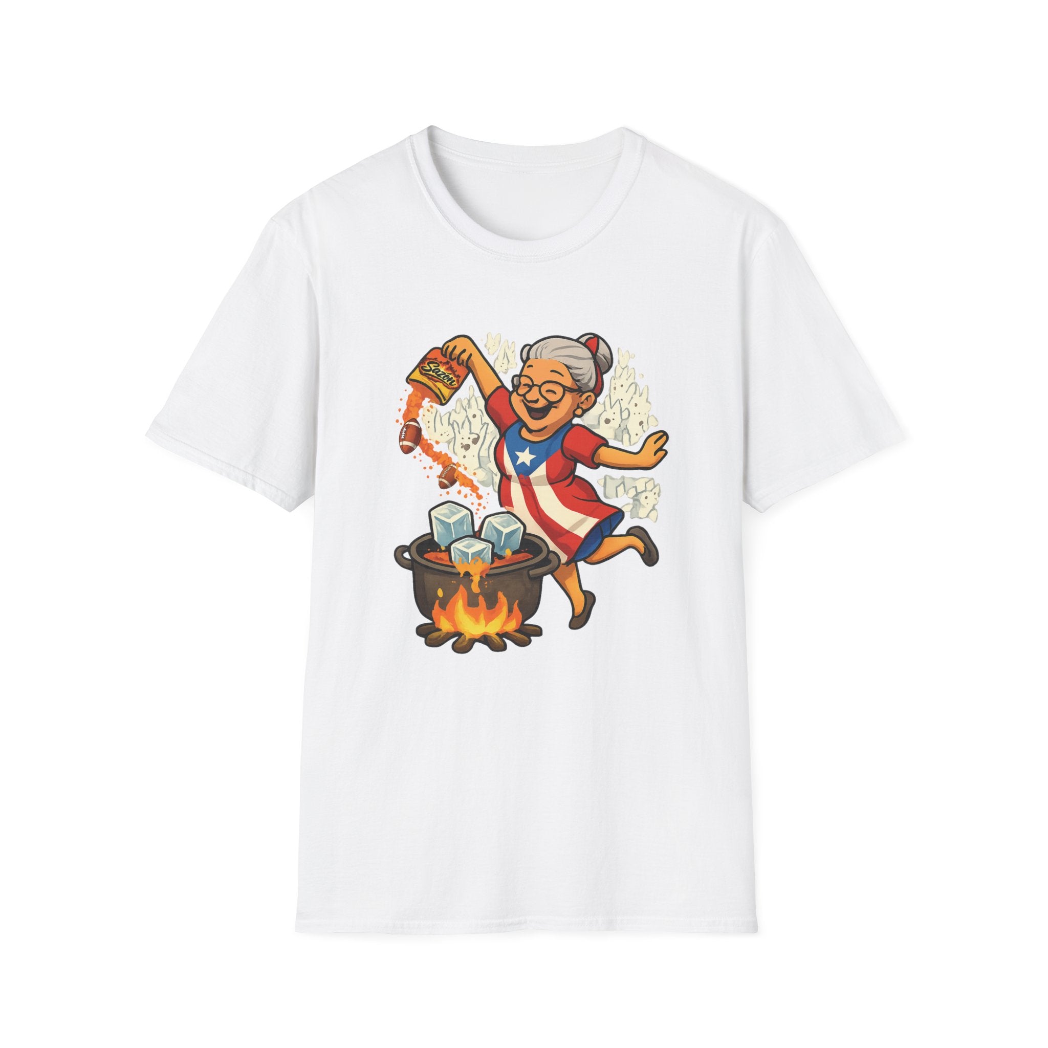 Puerto Rican Abuela Cooking Shirt – Grandma Stirring Sancocho with Sofrito Chef Tee