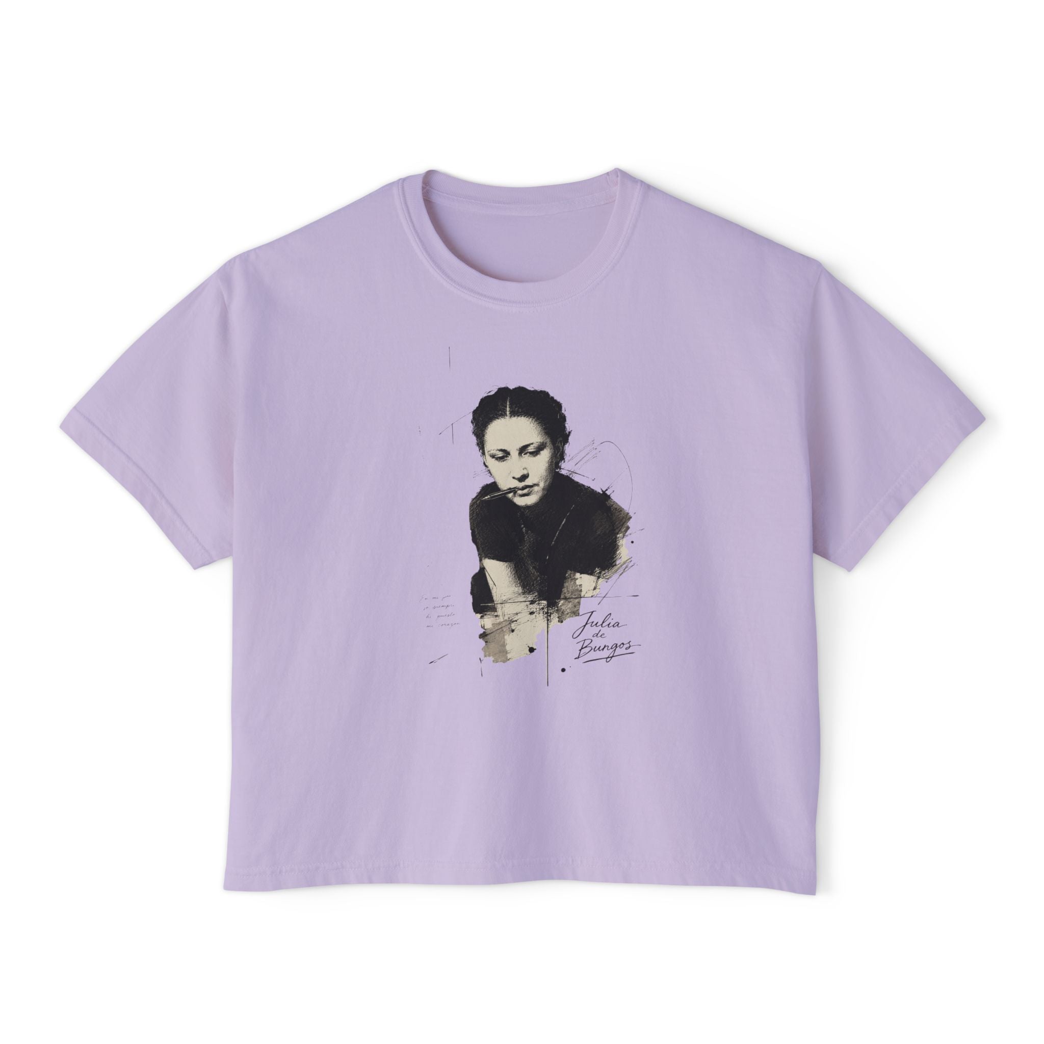 Boxy Tee — Vintage Portrait Graphic "Julia de Burgos" poem Women's Cropped T-Shirt