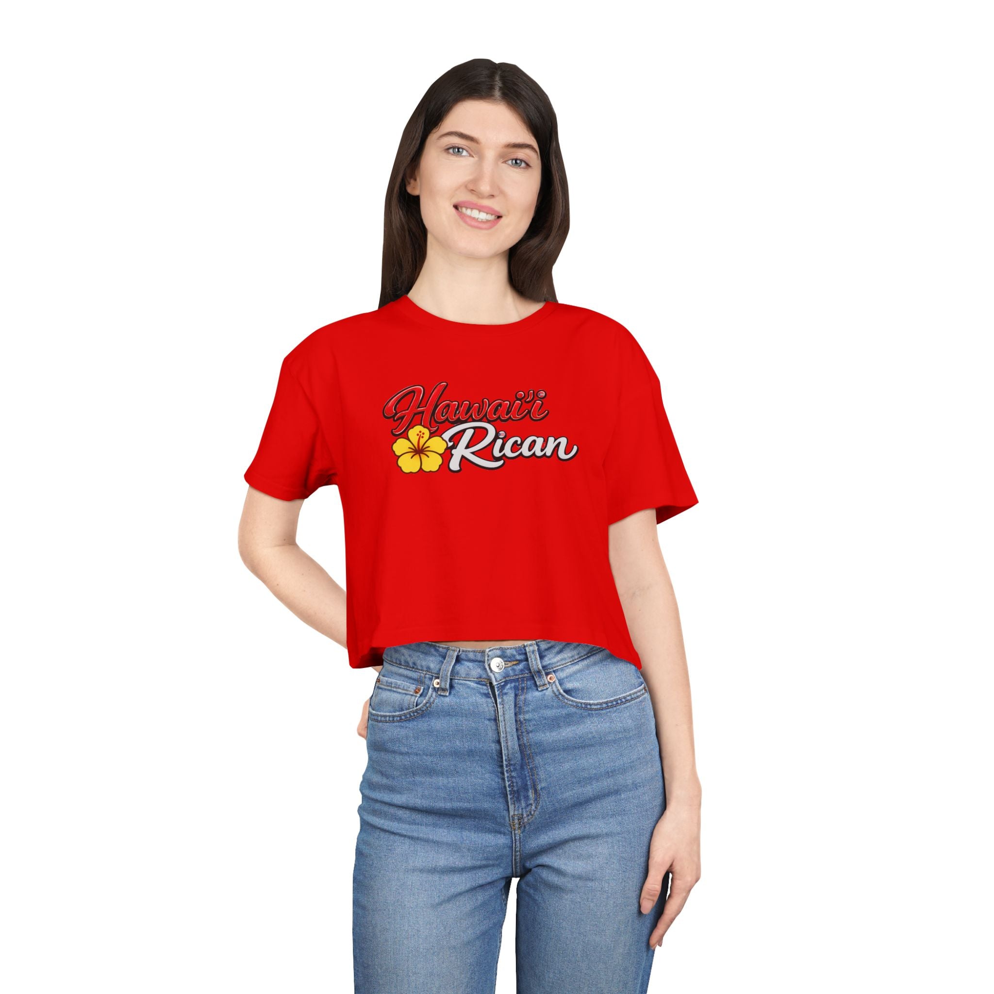 Hawaiian Rican Crop Tee — Floral Island Pride Women’s Top