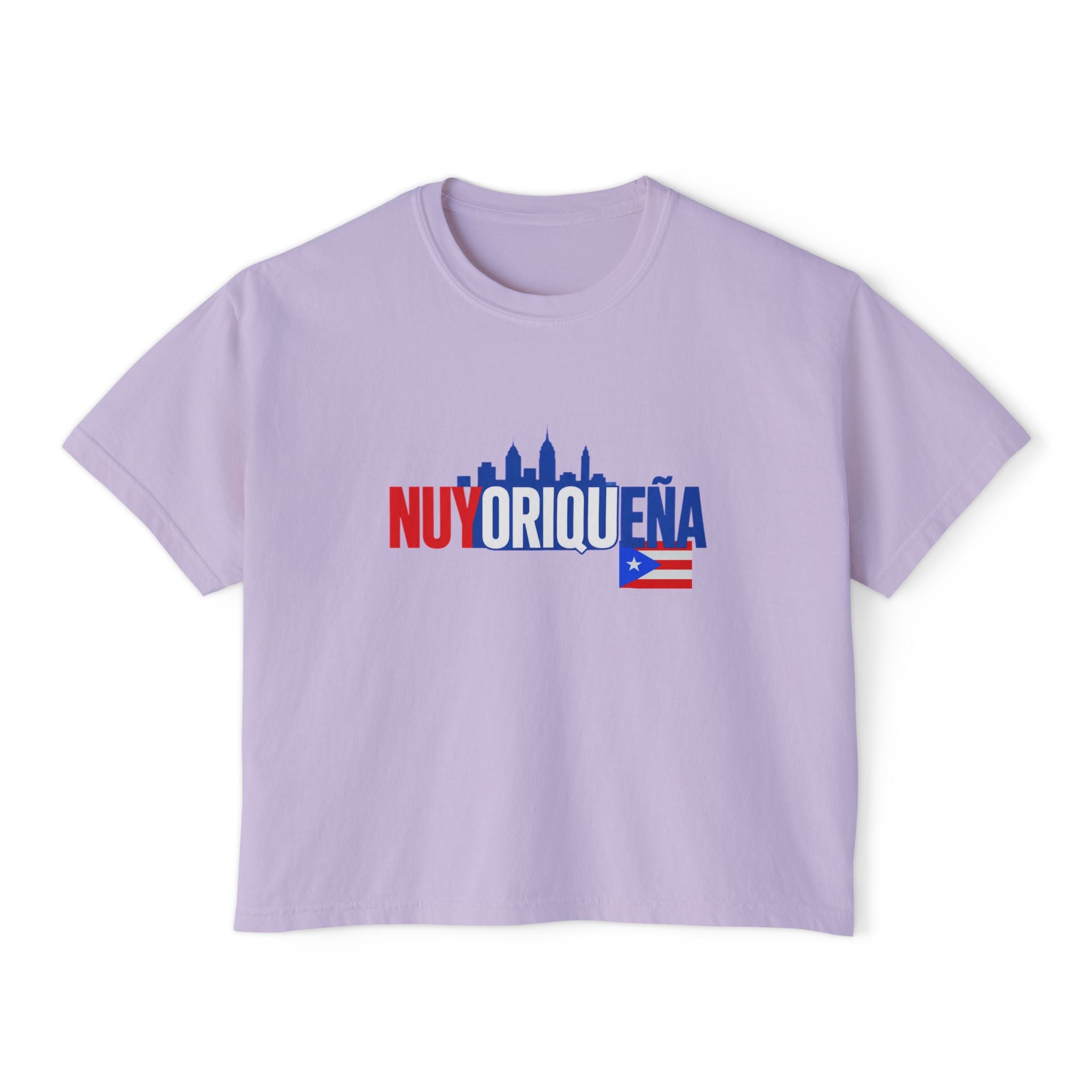 Nuyoriqueña Boxy Tee — Puerto Rican NYC Skyline Crop T-Shirt