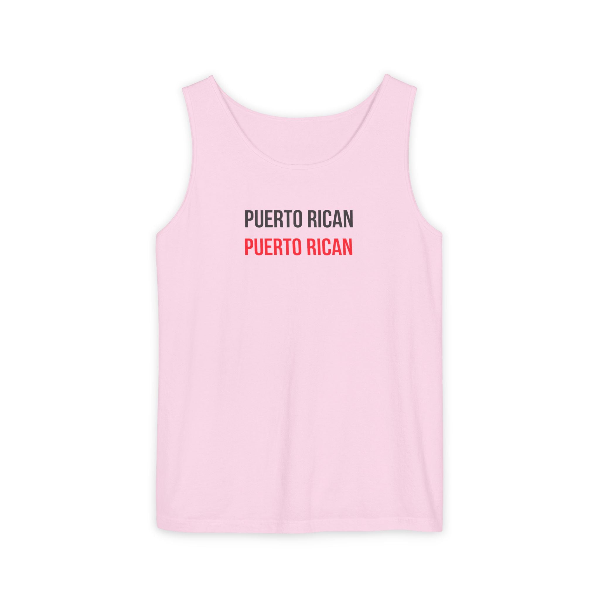 Puerto Rican Text Tank Top — "Puerto Rican" Repeated Graphic Tank