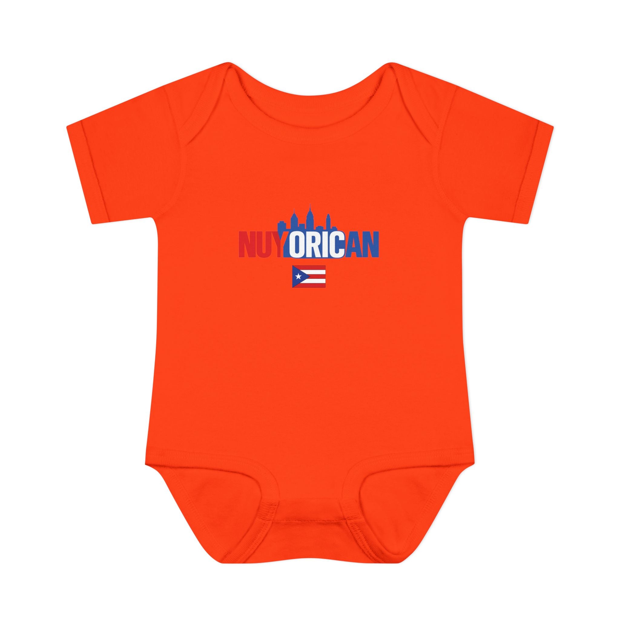 Nuyorican Baby Bodysuit – NYC Skyline Infant Onesie (Red & Blue)