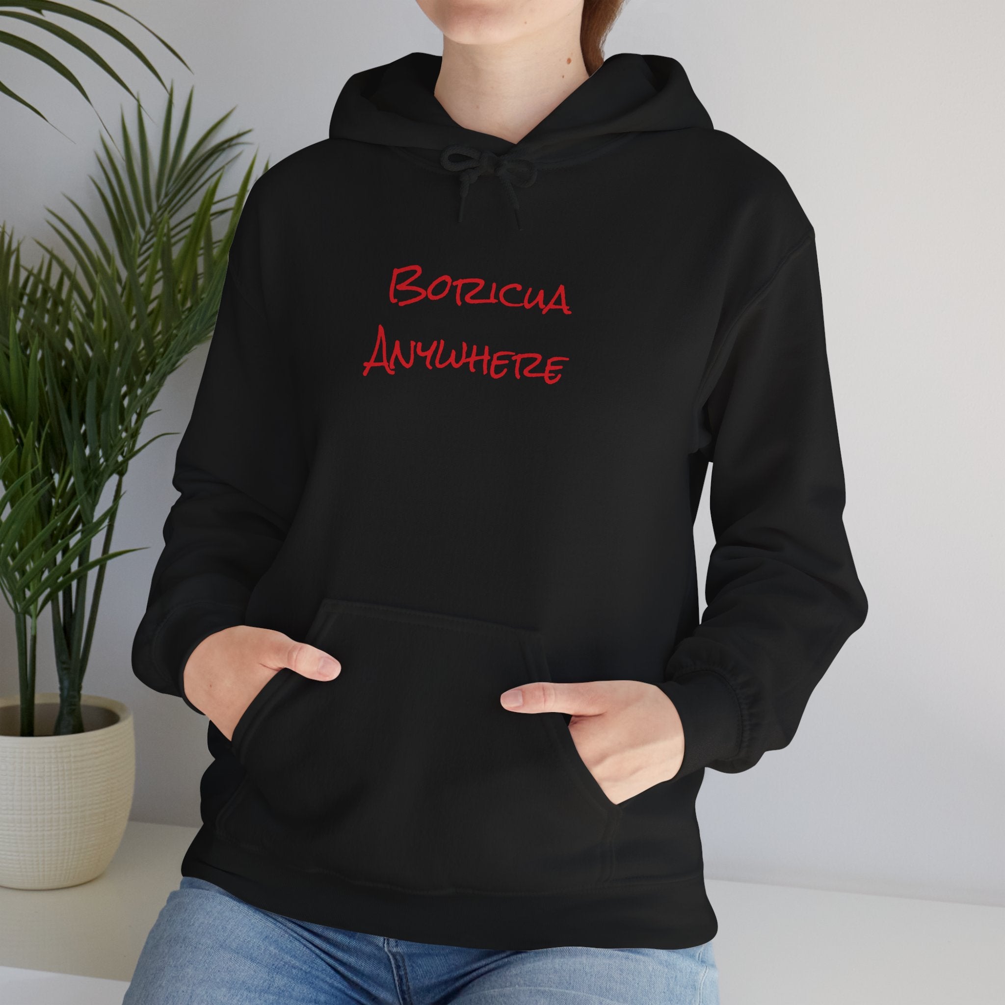 Boricua Anywhere Hoodie — Puerto Rican Pride Script Pullover