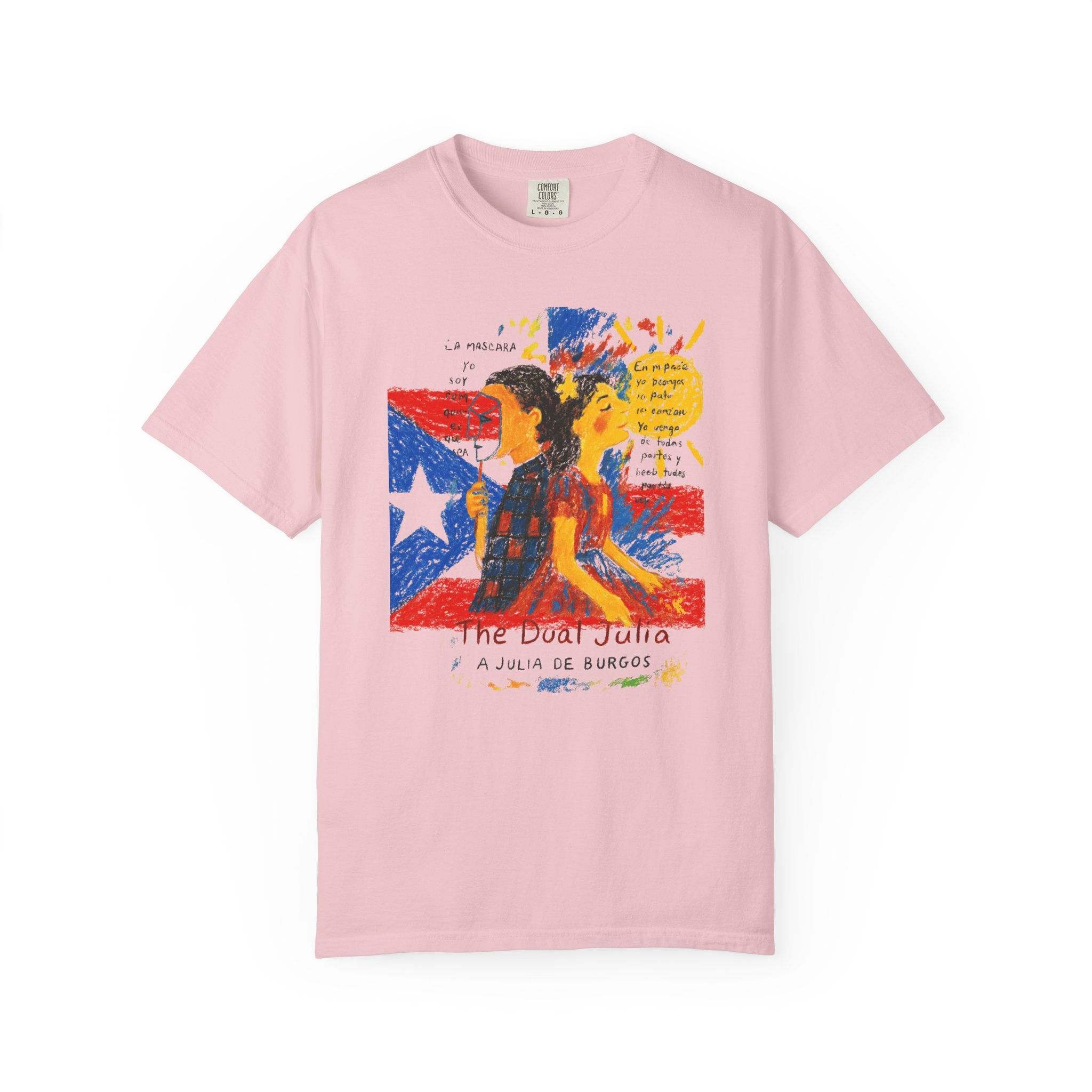 Puerto Rican Flag Art T-Shirt Julia de Burgos homenaje— "The Dua Julia" Illustrated Graphic Tee