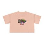 Women's Crop Tee — Colorful Puerto Rico Floral Map Graphic