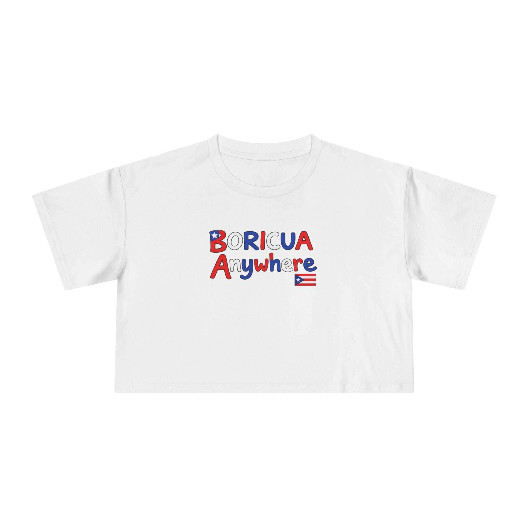 Crop Tee — 'Boricua Anywhere' Patriotic Puerto Rican Graphic Top