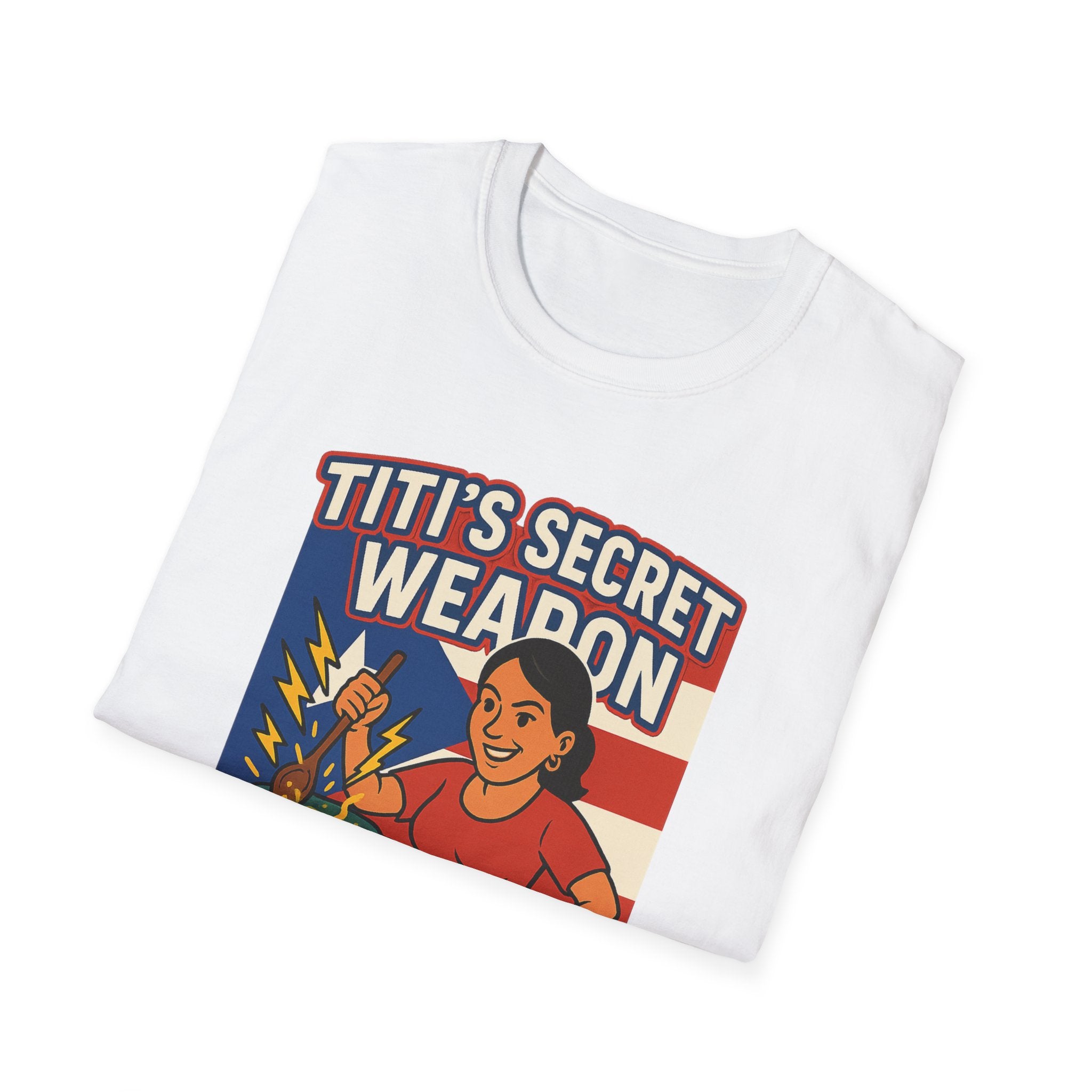 T-Shirt — "Titi's Secret Weapon: Sazón!" Retro Latin Cooking Tee