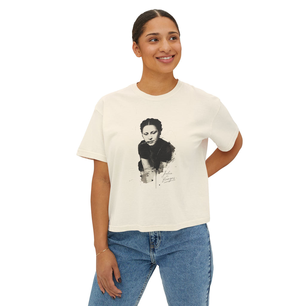 Boxy Tee — Vintage Portrait Graphic "Julia de Burgos" poem Women's Cropped T-Shirt