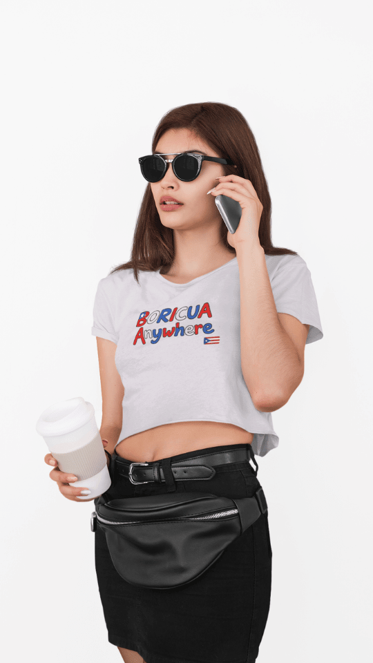 Crop Tee — 'Boricua Anywhere' Patriotic Puerto Rican Graphic Top