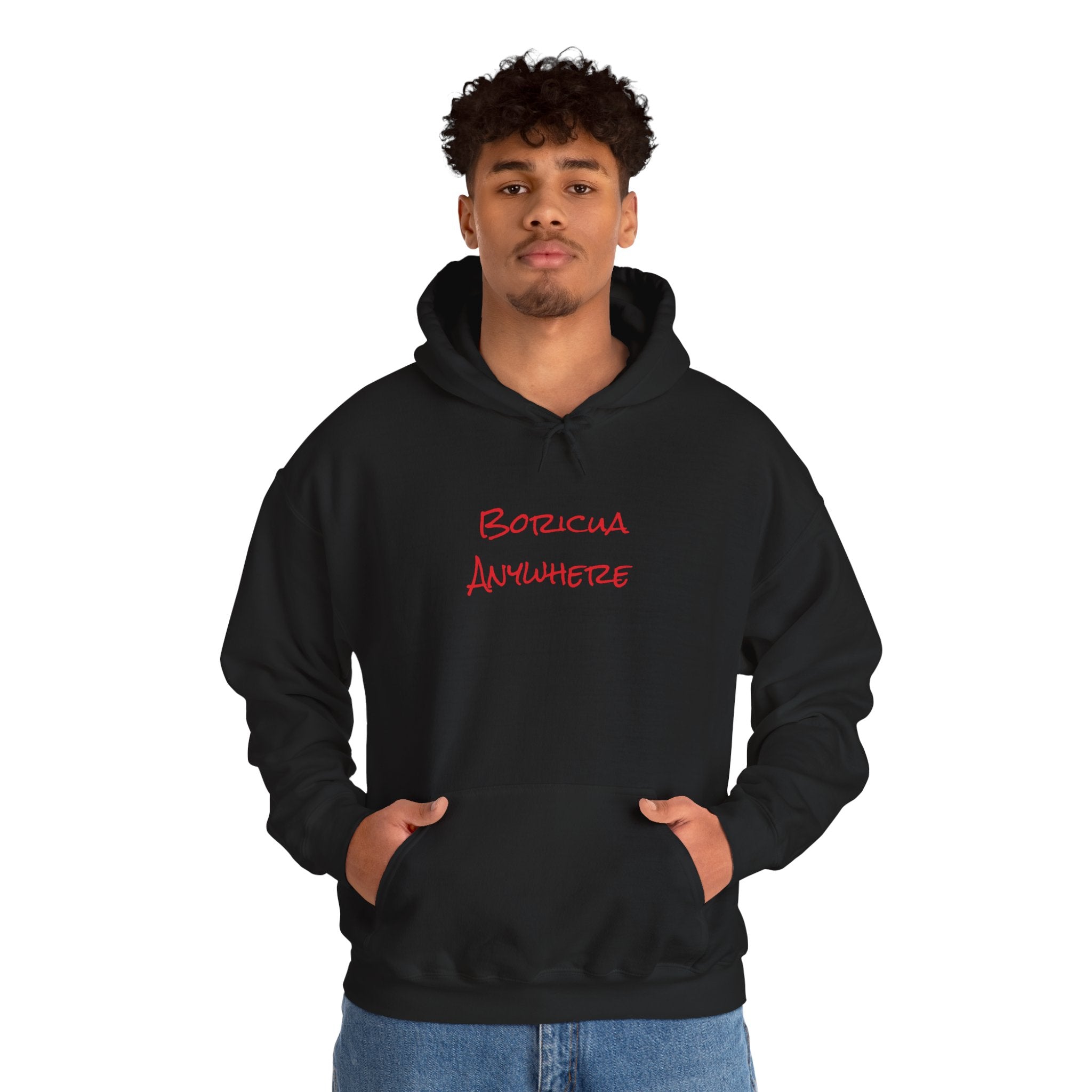 Boricua Anywhere Hoodie — Puerto Rican Pride Script Pullover