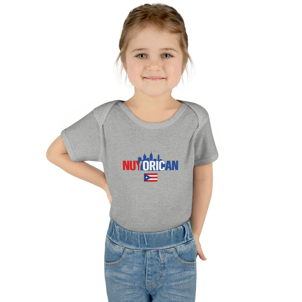 Nuyorican Baby Bodysuit – NYC Skyline Infant Onesie (Red & Blue)