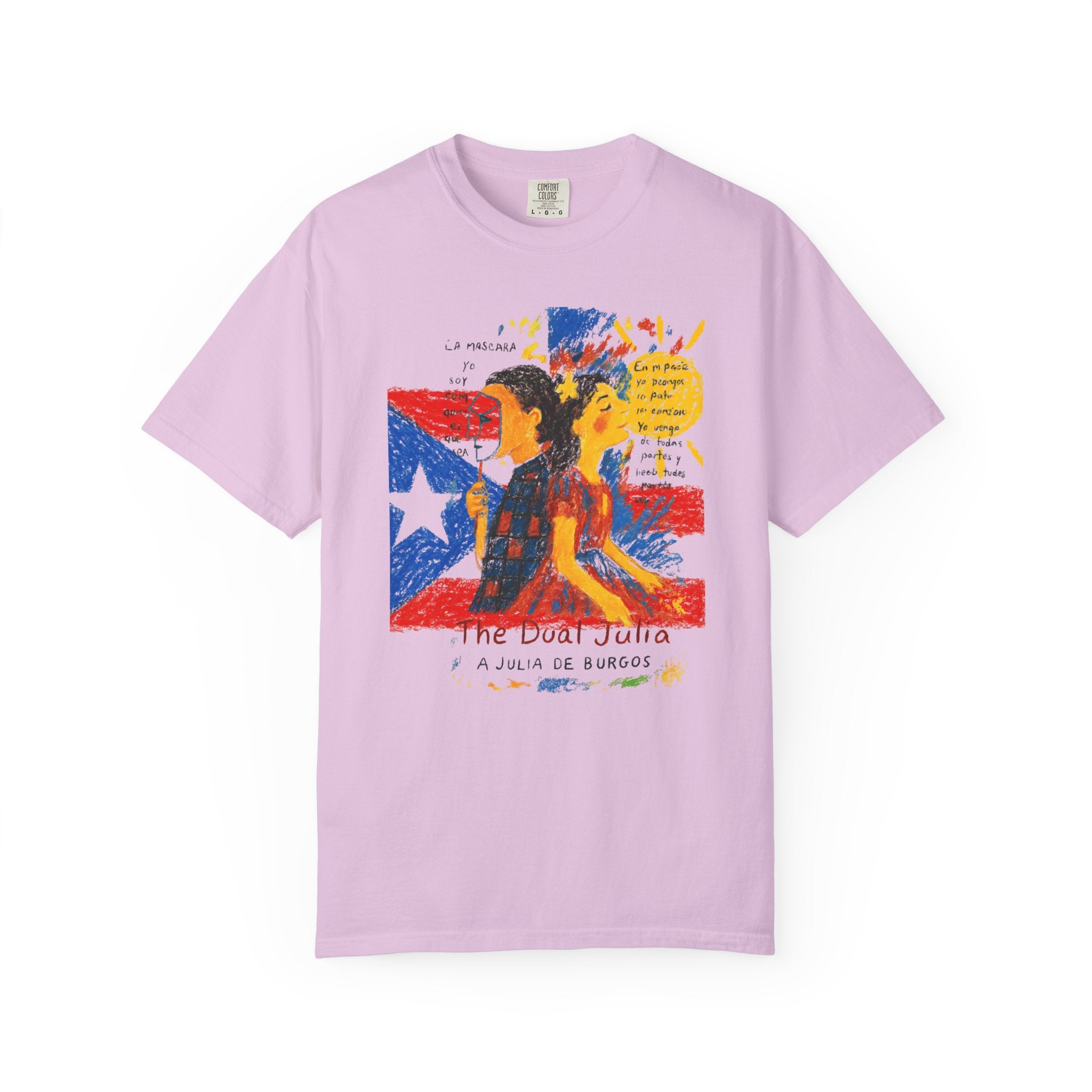 Puerto Rican Flag Art T-Shirt Julia de Burgos homenaje— "The Dua Julia" Illustrated Graphic Tee