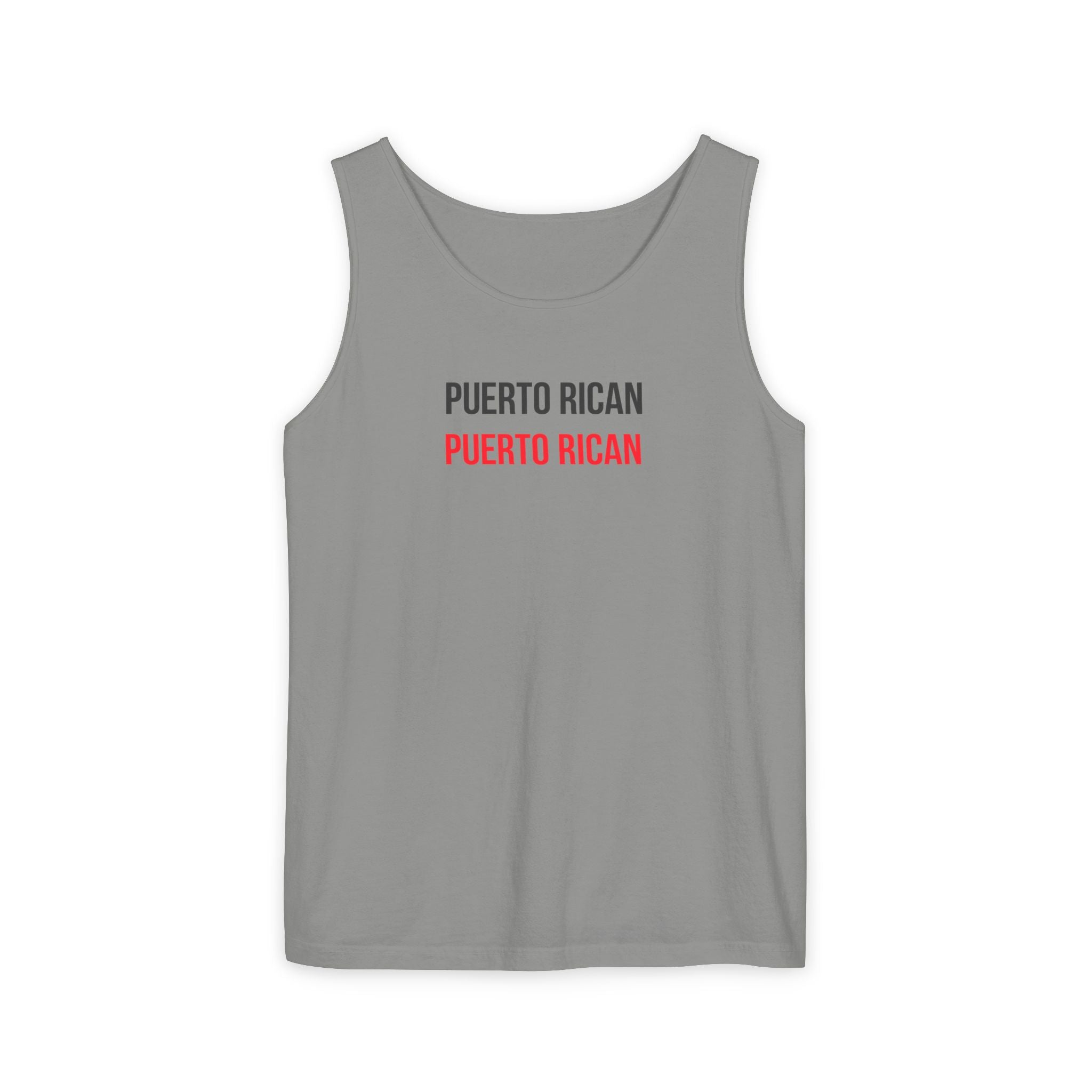 Puerto Rican Text Tank Top — "Puerto Rican" Repeated Graphic Tank