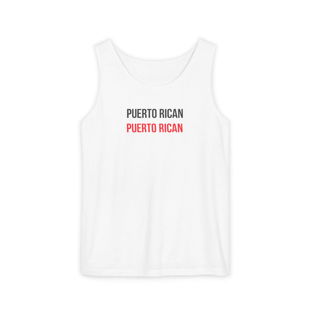 Puerto Rican Text Tank Top — "Puerto Rican" Repeated Graphic Tank