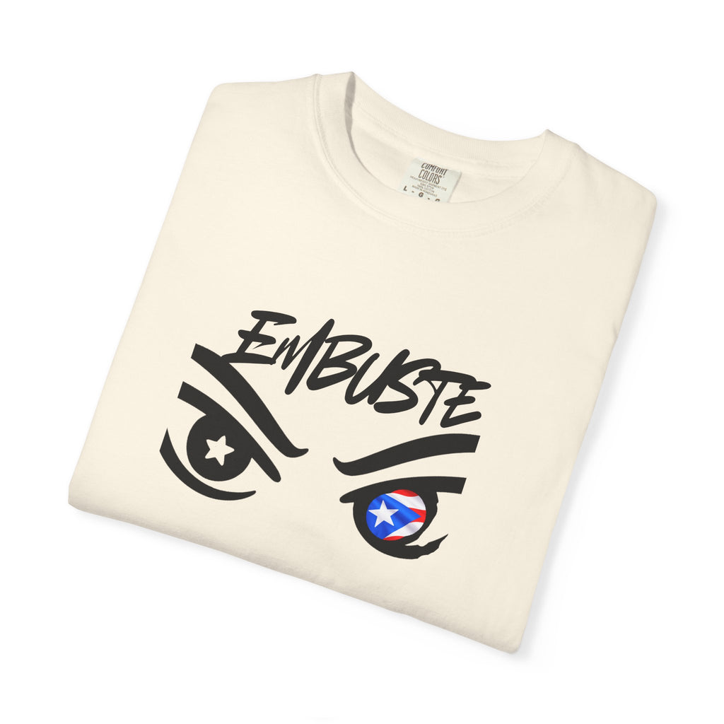 Embuste Eyes Graphic T-Shirt — Bold Script & Star-Spangled Eye Design