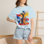 Puerto Rican Flag Art T-Shirt Julia de Burgos homenaje— "The Dua Julia" Illustrated Graphic Tee