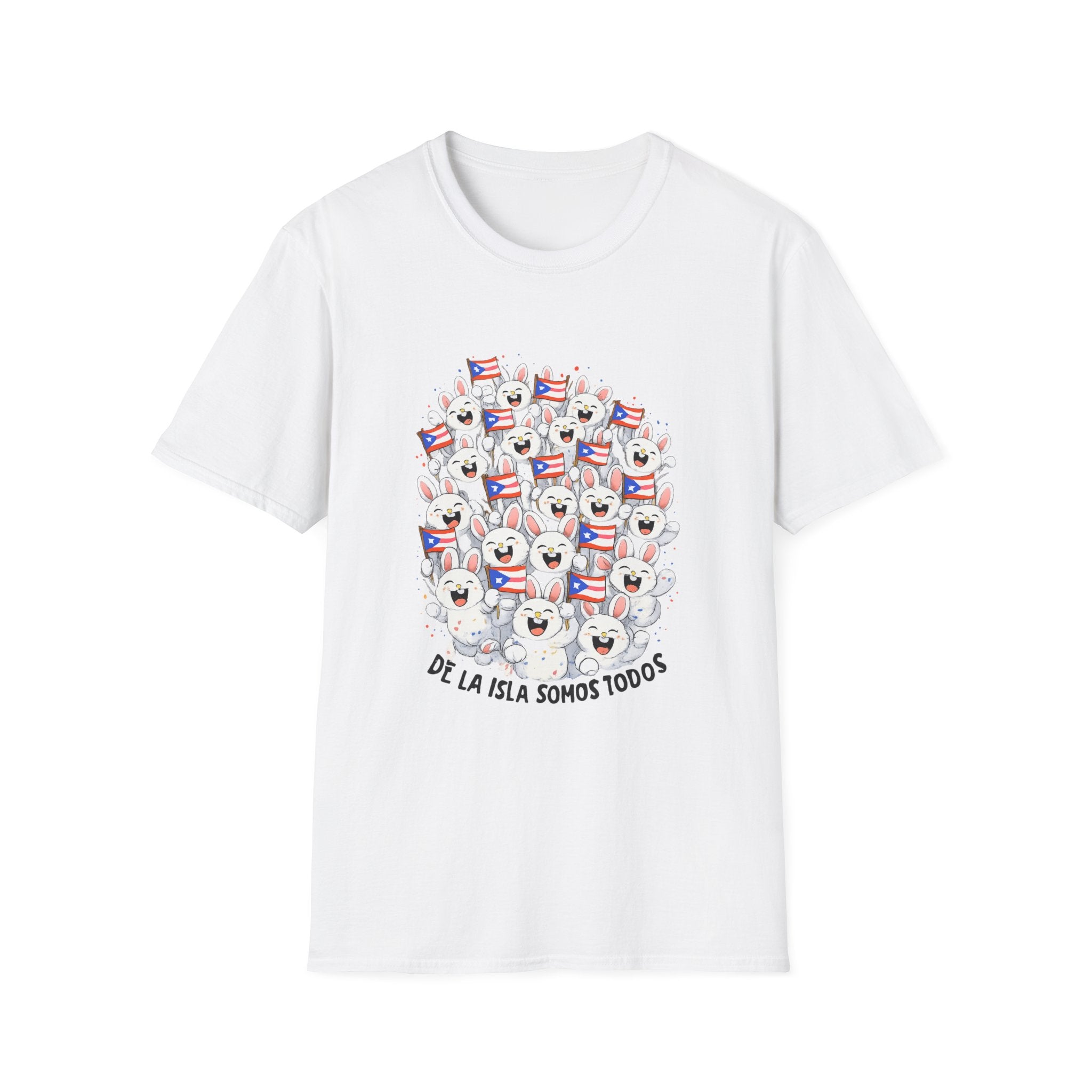De La Isla Somos Todos T-Shirt — Puerto Rican Pride Flag Cartoon Crew Tee