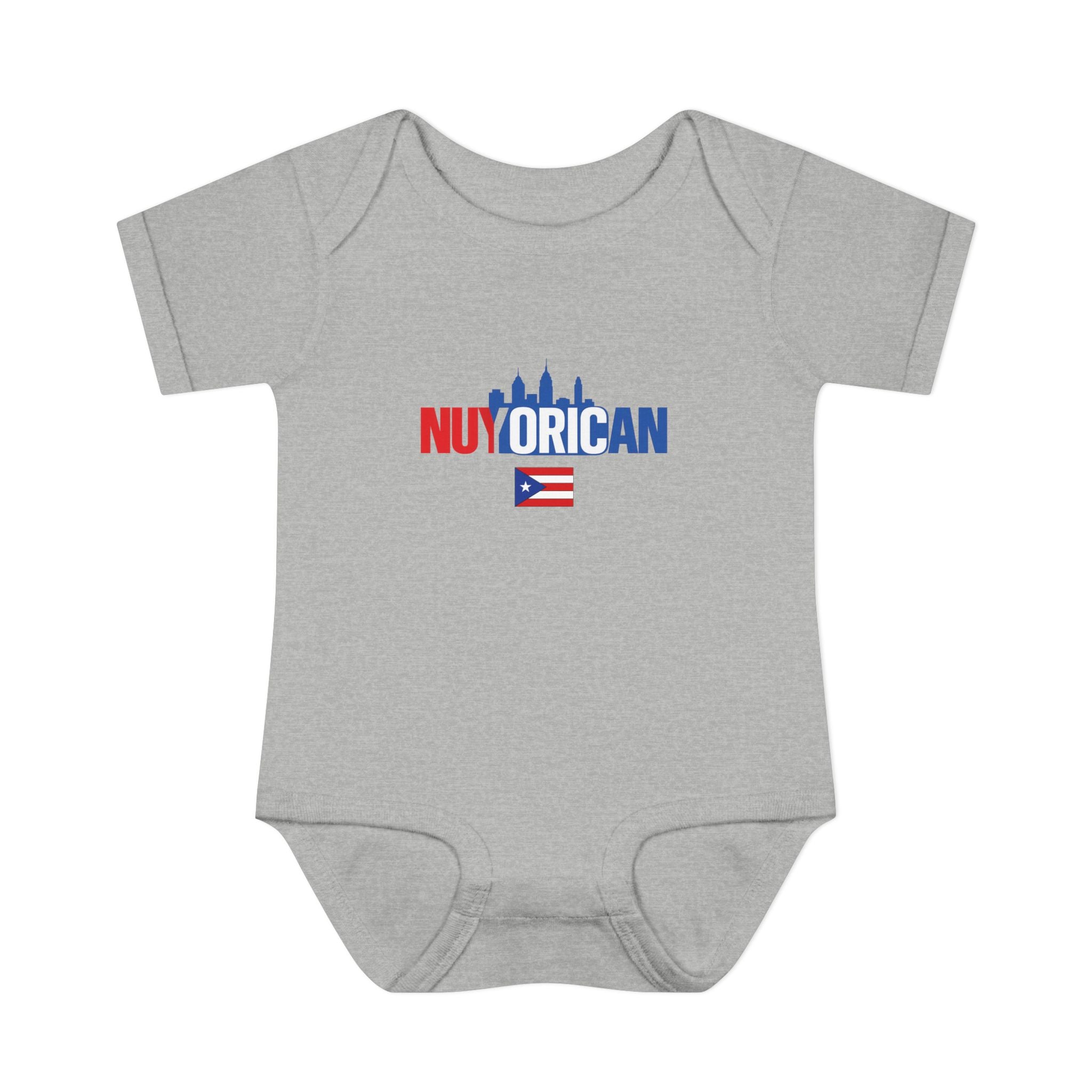 Nuyorican Baby Bodysuit – NYC Skyline Infant Onesie (Red & Blue)