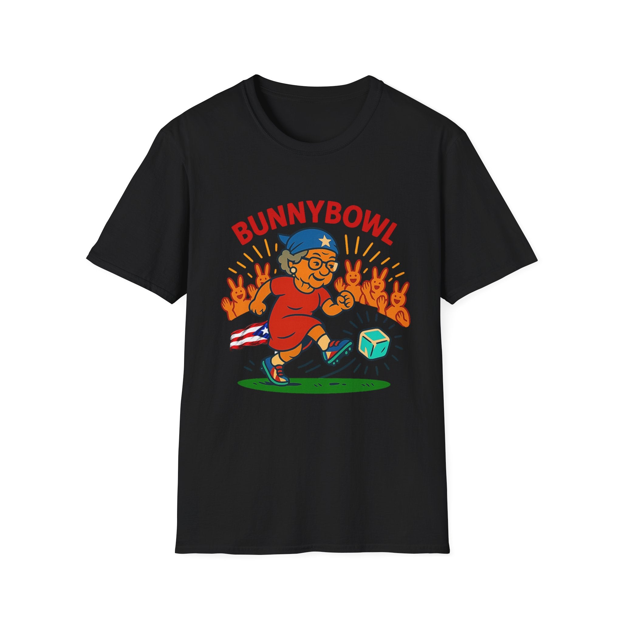 Bunnybowl Soccer T-Shirt — Cute Cartoon Bunny Kicking Ball