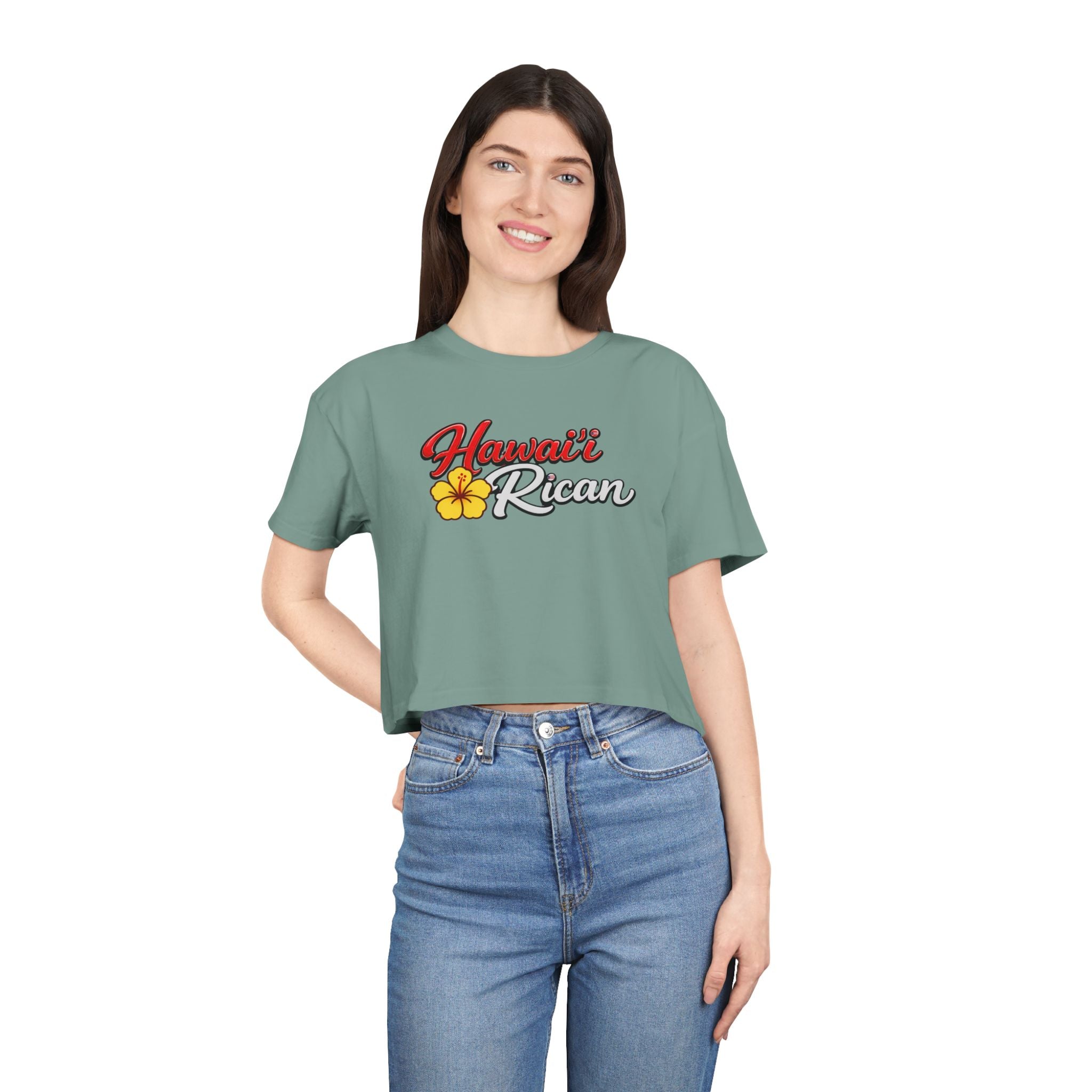 Hawaiian Rican Crop Tee — Floral Island Pride Women’s Top