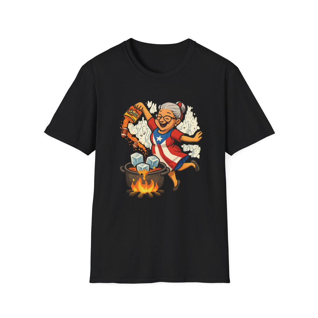 Puerto Rican Abuela Cooking Shirt – Grandma Stirring Sancocho with Sofrito Chef Tee