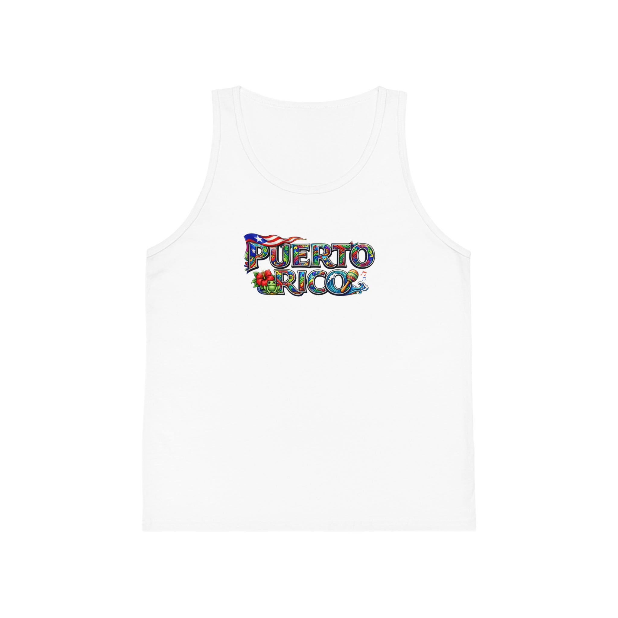 Puerto Rico Kids Tank Top — Colorful Island Map & Flag Graphic