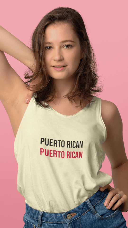 Puerto Rican Text Tank Top — "Puerto Rican" Repeated Graphic Tank