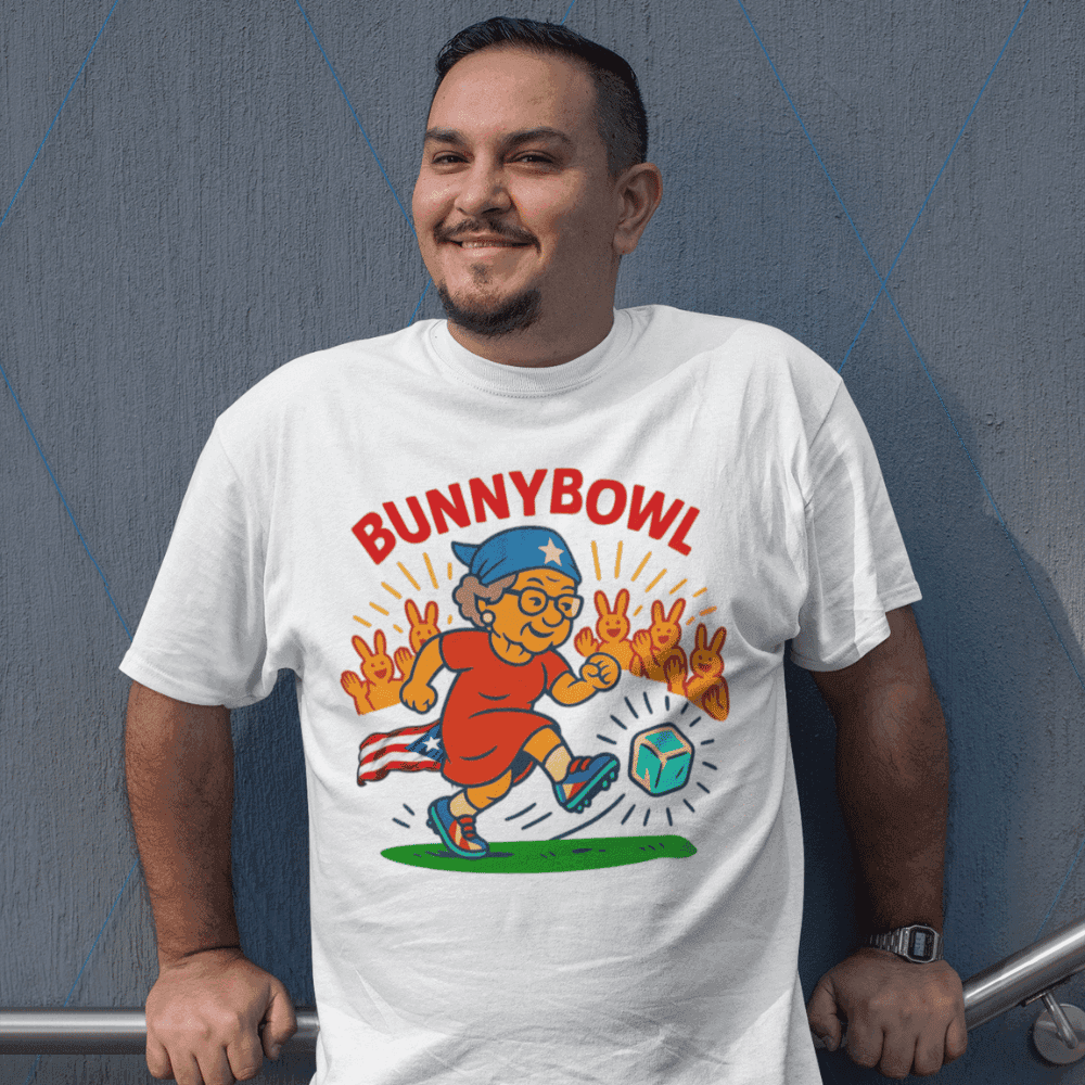 Bunnybowl Soccer T-Shirt — Cute Cartoon Bunny Kicking Ball